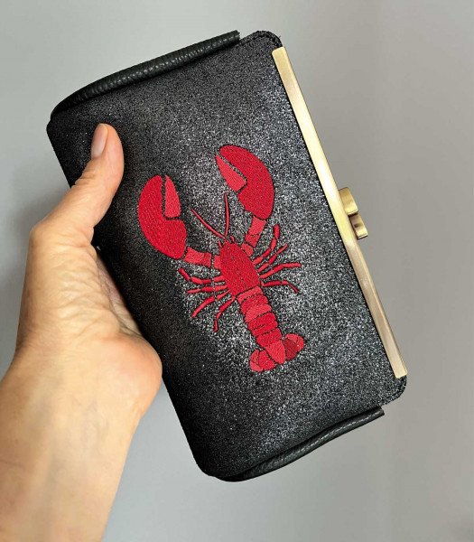 Glitter suede leather clutch bag