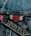 WINGED HEART embroidery brooch