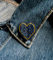 BLUE HEART embroidered brooch